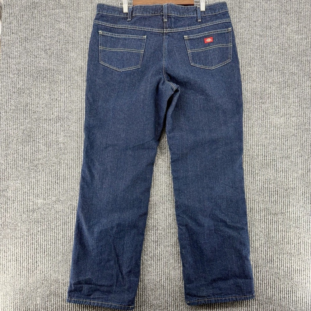 Dickies Flannel Lined Jeans Women 16 Straight Leg Red Plaid Workwear - Picture 2 of 10